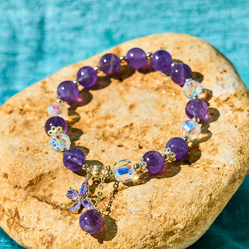 Amethyst Butterfly Charm Bracelet by Worn Within
