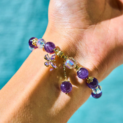 Amethyst Butterfly Charm Bracelet
