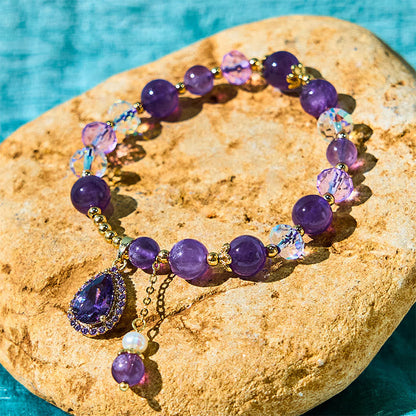 Amethyst Zircon Heart Charm Bracelet by Worn Within