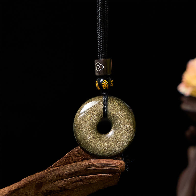 Gold Sheen Obsidian Pendant Necklace