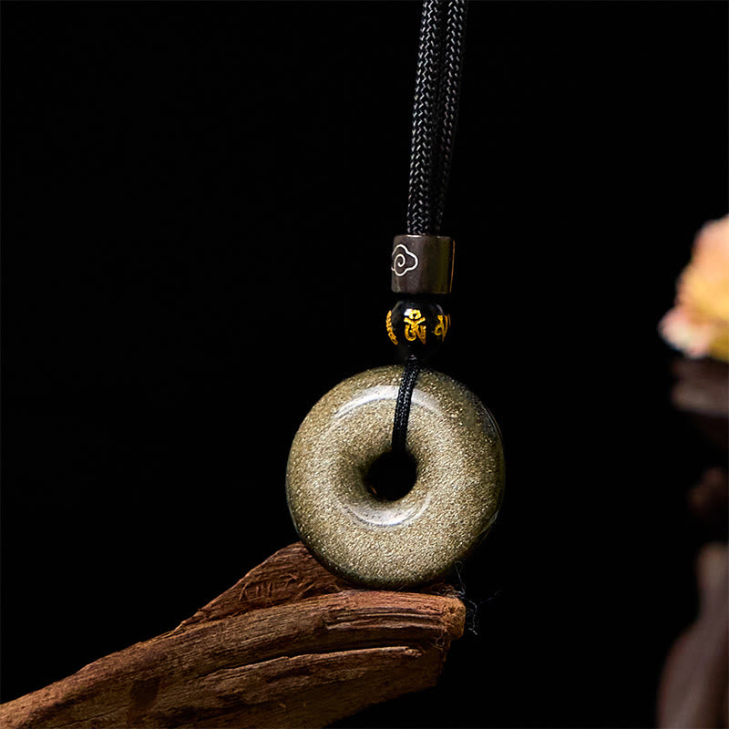 Gold Sheen Obsidian Pendant Necklace