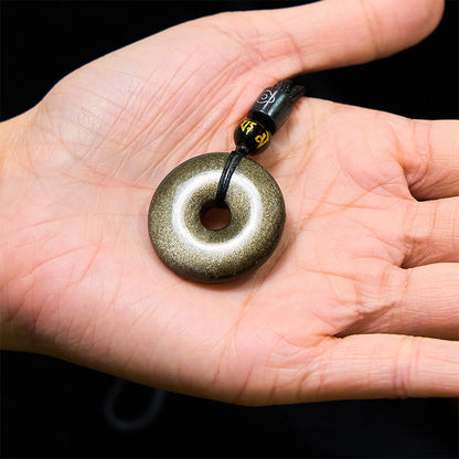 Gold Sheen Obsidian Pendant Necklace