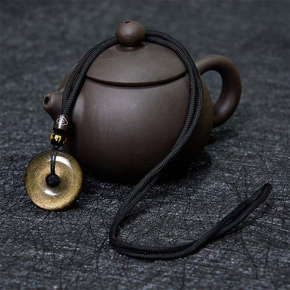 Gold Sheen Obsidian Pendant Necklace