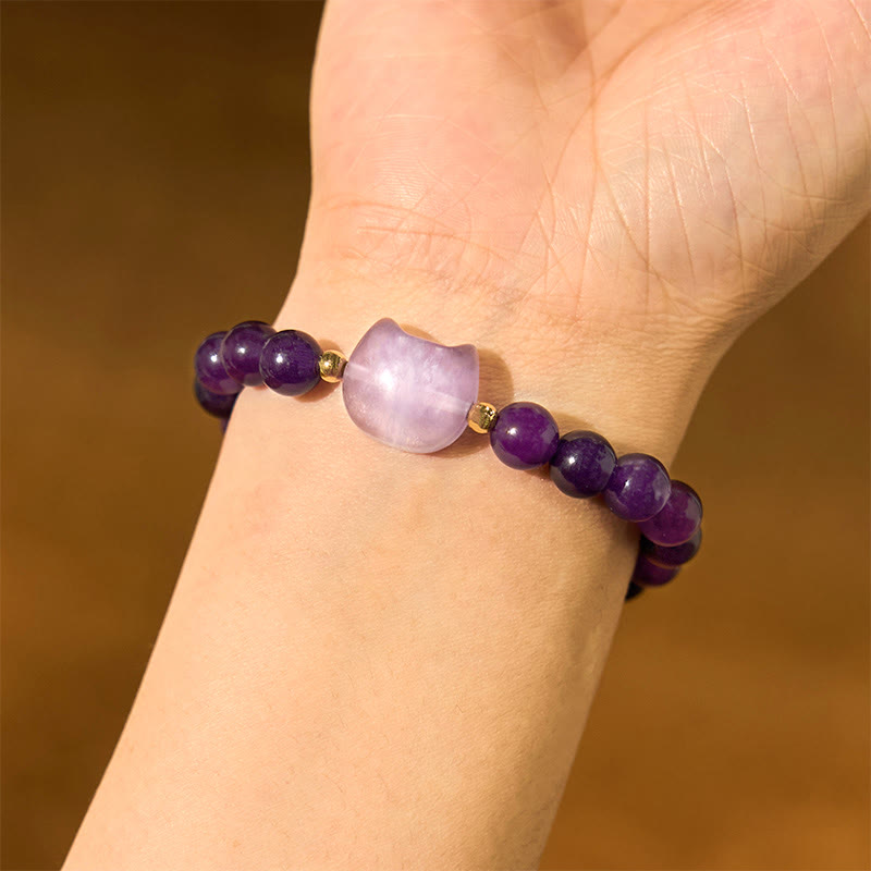 Mixed Crystal Cat Head Bracelet