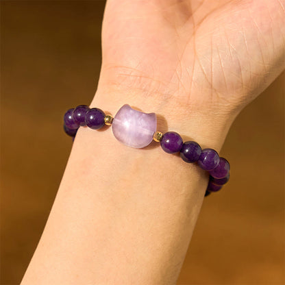 Mixed Crystal Cat Head Bracelet