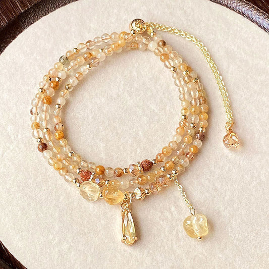 Citrine Beads Multi-Layer Bracelet by Worn Within