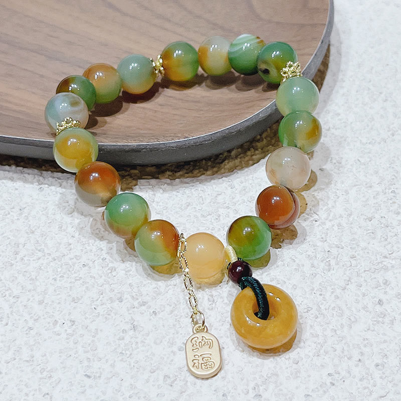Peacock Agate Bead Bracelet
