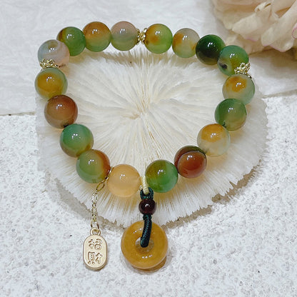 Peacock Agate Bead Bracelet