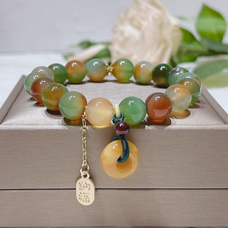 Peacock Agate Bead Bracelet