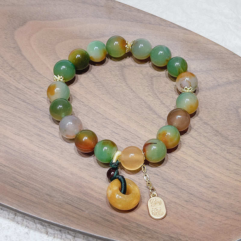 Peacock Agate Bead Bracelet