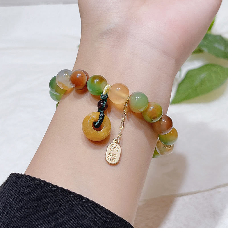 Peacock Agate Bead Bracelet