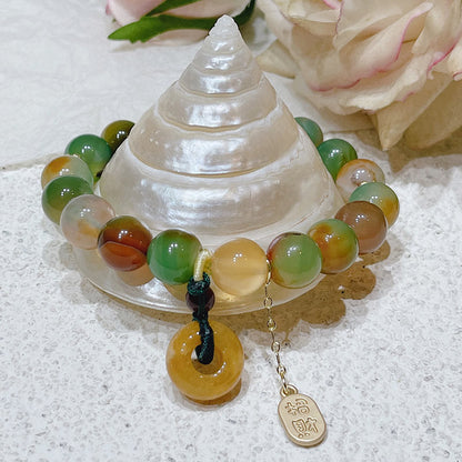 Peacock Agate Bead Bracelet