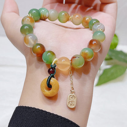 Peacock Agate Bead Bracelet