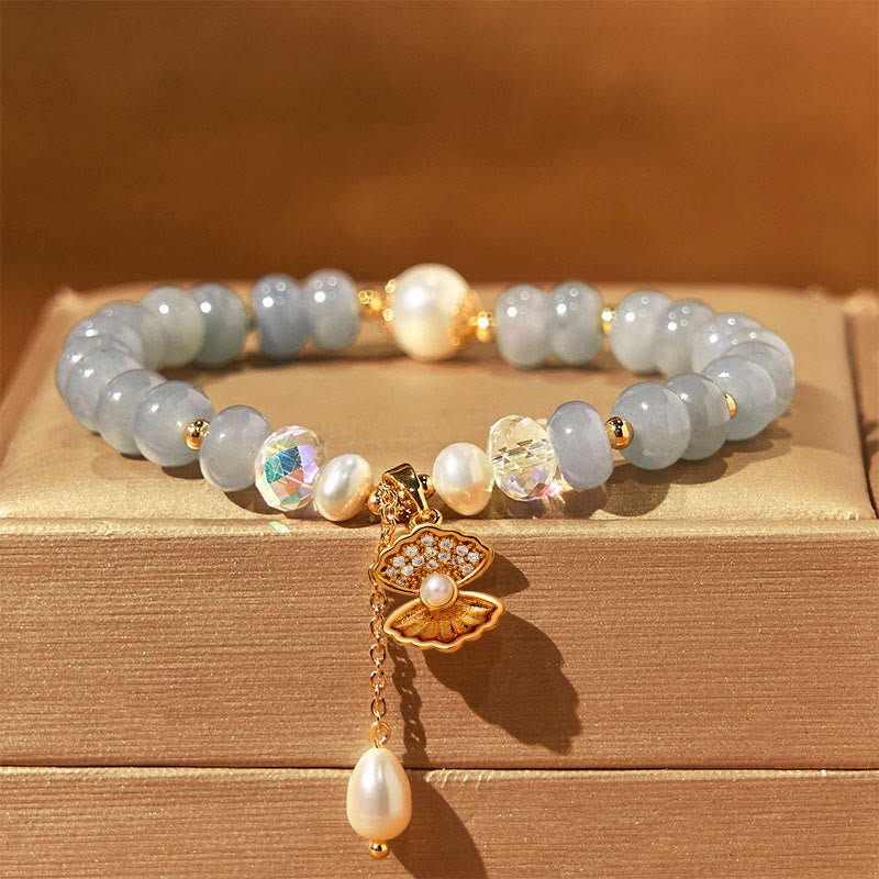 Aquamarine Pearl Shell Bead Bracelet