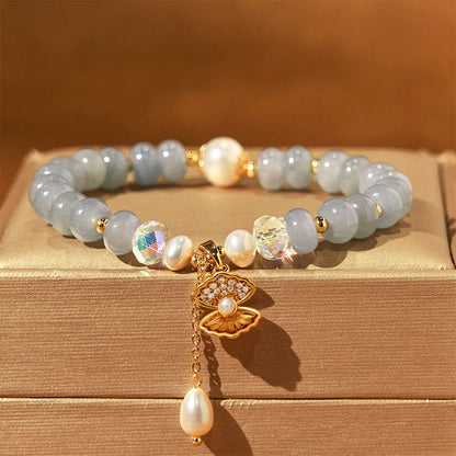 Aquamarine Pearl Shell Bead Bracelet