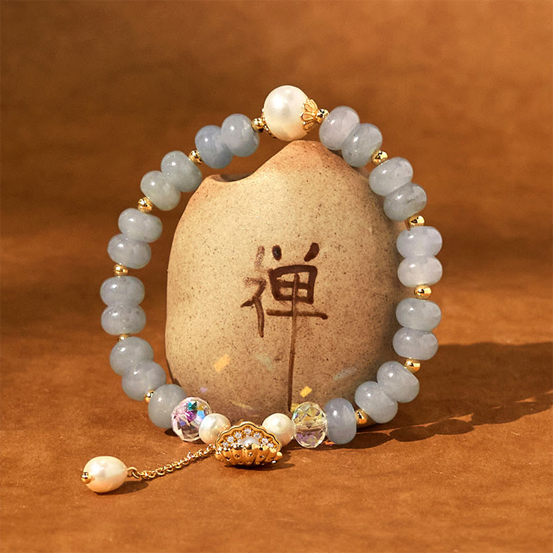 Aquamarine Pearl Shell Bead Bracelet