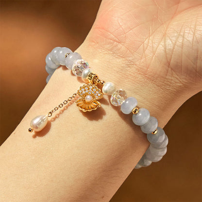 Aquamarine Pearl Shell Bead Bracelet