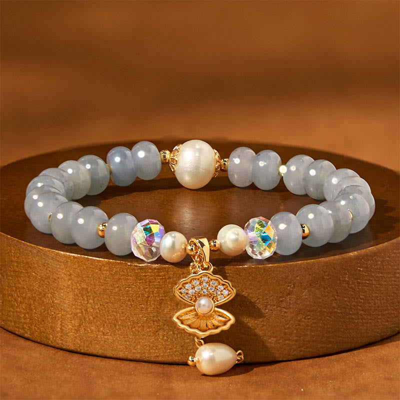 Aquamarine Pearl Shell Bead Bracelet