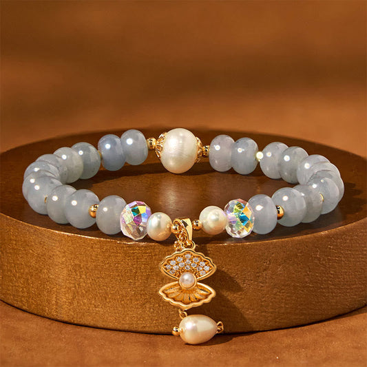 Aquamarine Pearl Shell Bead Bracelet