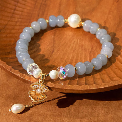 Aquamarine Pearl Shell Bead Bracelet