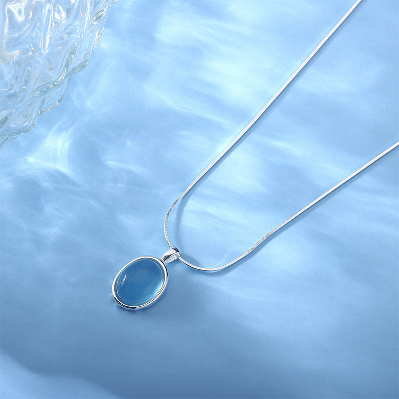 925 Sterling Silver Aquamarine Clavicle Chain Necklace