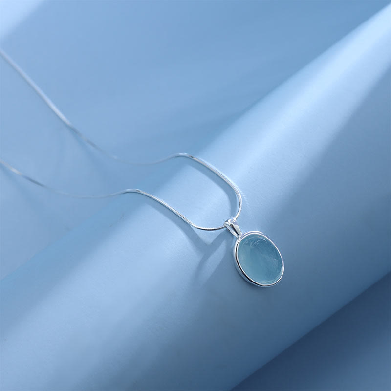 925 Sterling Silver Aquamarine Clavicle Chain Necklace