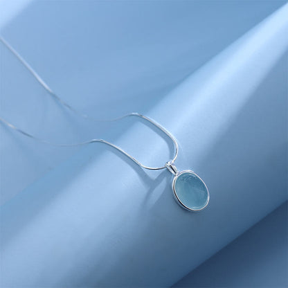 925 Sterling Silver Aquamarine Clavicle Chain Necklace