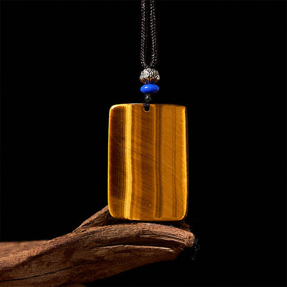 Tiger's Eye Square Tiger Pattern Rope Necklace