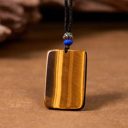 Tiger's Eye Square Tiger Pattern Rope Necklace