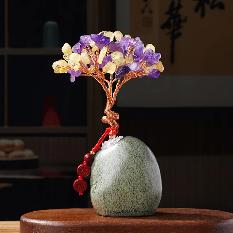 Mixed Crystal Tree Ceramic Decor