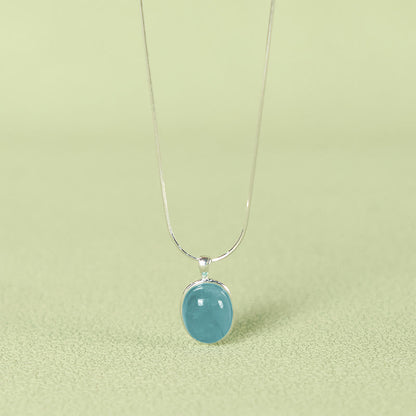 925 Sterling Silver Aquamarine Clavicle Chain Necklace