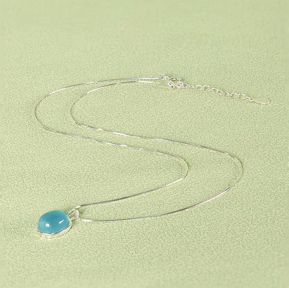 925 Sterling Silver Aquamarine Clavicle Chain Necklace