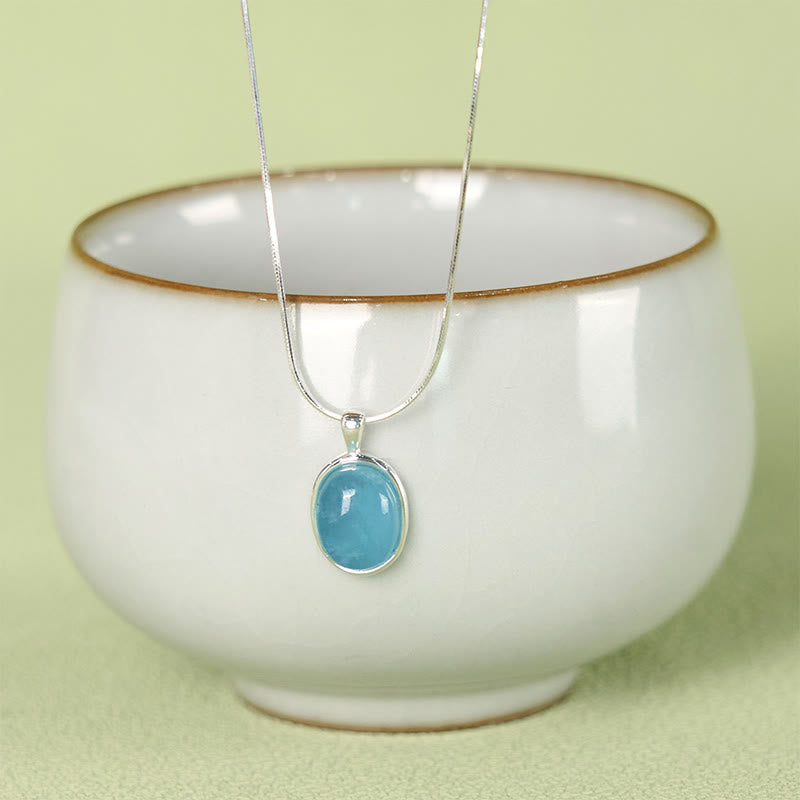 925 Sterling Silver Aquamarine Clavicle Chain Necklace