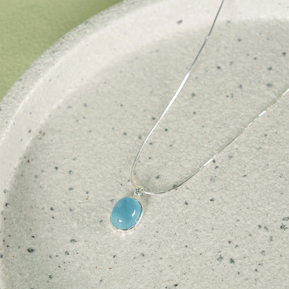 925 Sterling Silver Aquamarine Clavicle Chain Necklace by Worn Within