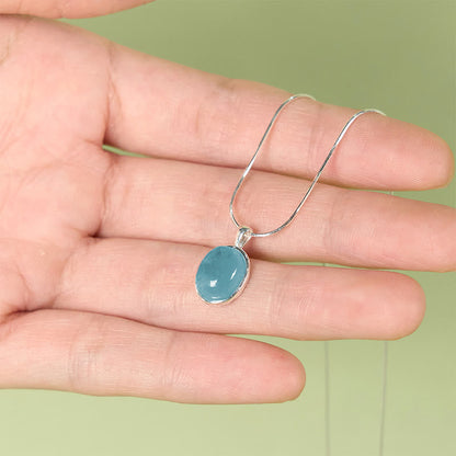 925 Sterling Silver Aquamarine Clavicle Chain Necklace