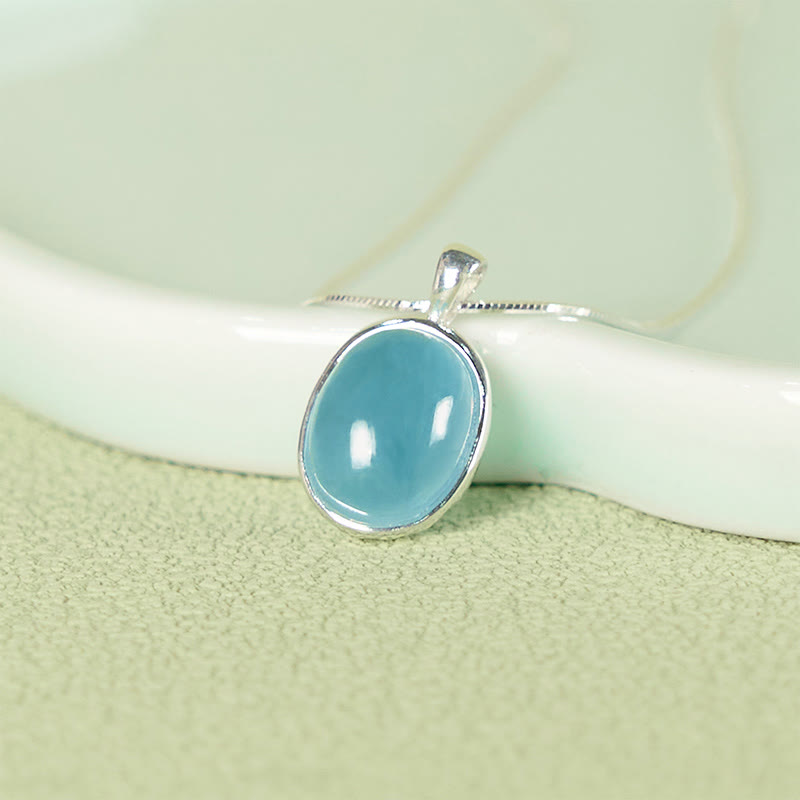 925 Sterling Silver Aquamarine Clavicle Chain Necklace