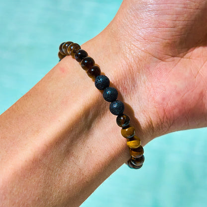 3Pcs Tiger's Eye Lava Rock Bracelet