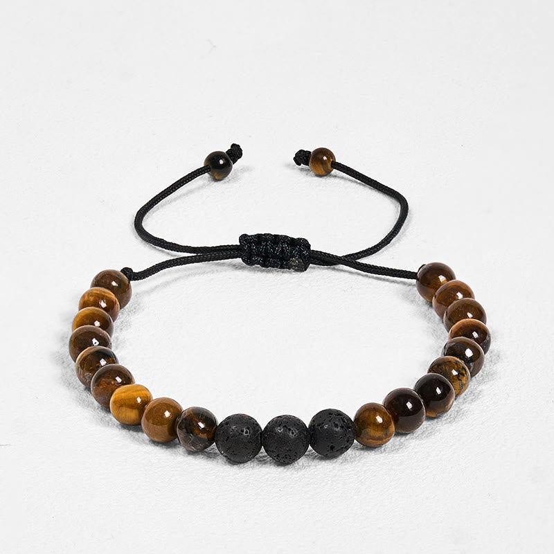 3Pcs Tiger's Eye Lava Rock Bracelet