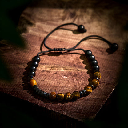 3Pcs Tiger's Eye Lava Rock Bracelet