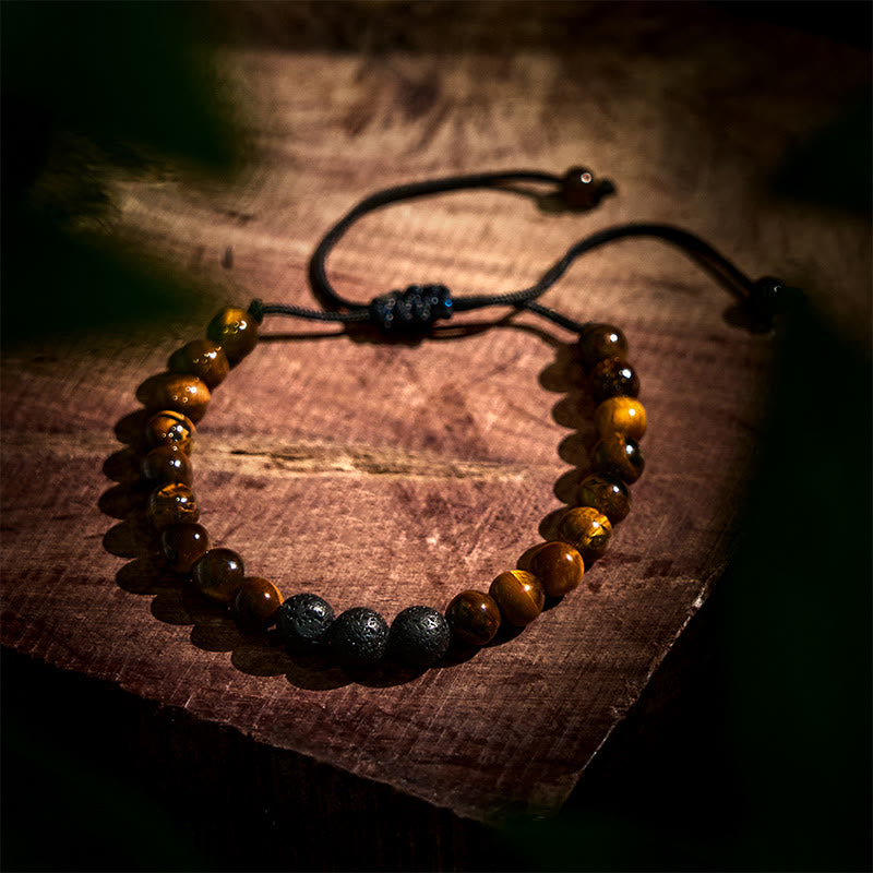 3Pcs Tiger's Eye Lava Rock Bracelet