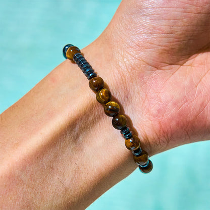 3Pcs Tiger's Eye Lava Rock Bracelet