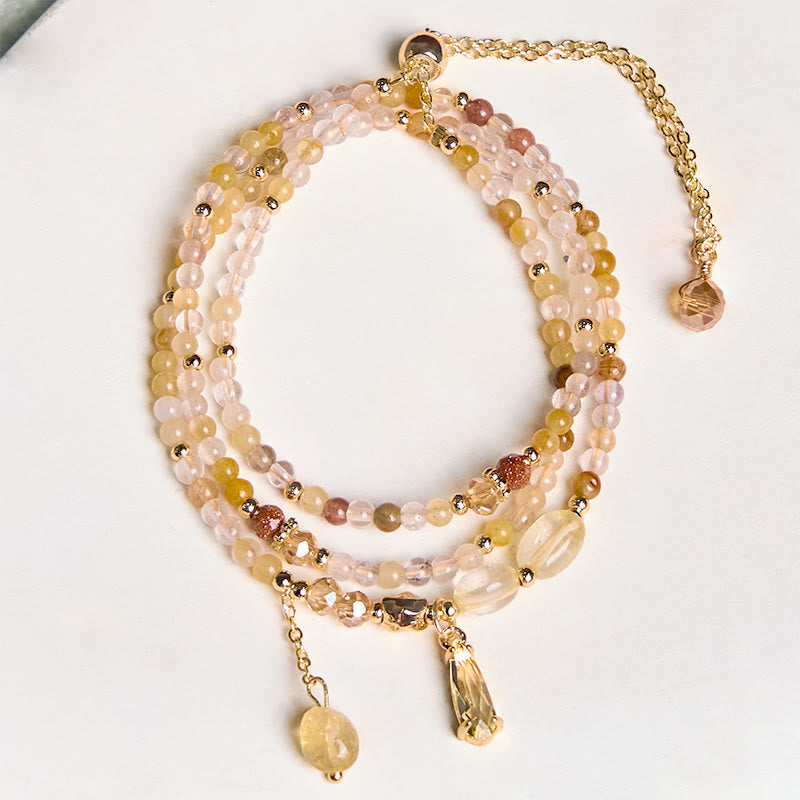 Citrine Beads Multi-Layer Bracelet