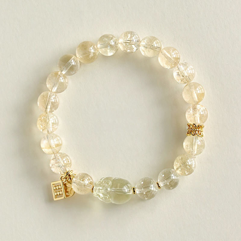 Citrine Pixiu Copper Coin Bracelet