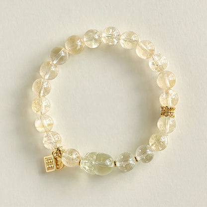 Citrine Pixiu Copper Coin Bracelet
