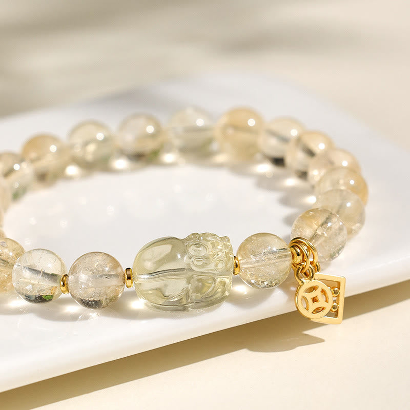 Citrine Pixiu Copper Coin Bracelet