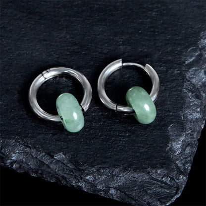 Jadeblatt-Edelstahl-Ohrringe