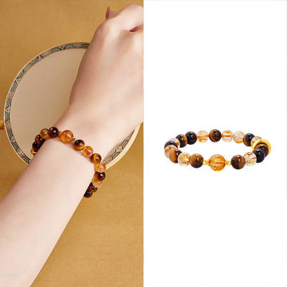 999 Sterling Silver Citrine Tiger's Eye Bracelet