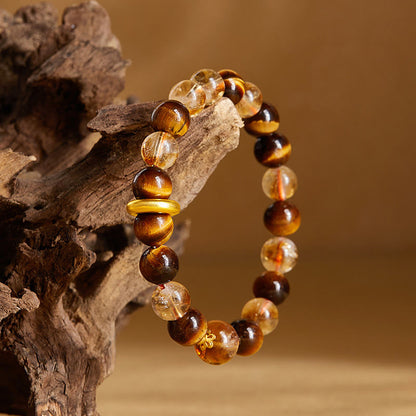 999 Sterling Silver Citrine Tiger's Eye Bracelet