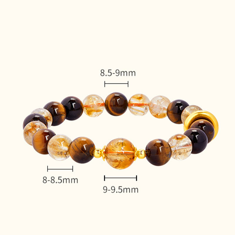 999 Sterling Silver Citrine Tiger's Eye Bracelet