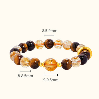 999 Sterling Silver Citrine Tiger's Eye Bracelet